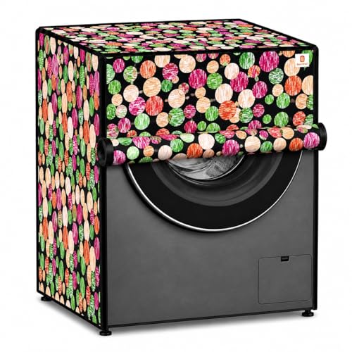 Image of GURU ISHMA Front Load Fully Automatic Washing Machine Cover for 6.5kg to 8kg | Waterproof & Dustproof Polyester Cover with Zip Closure | Suitable with Samsung, IFB, LG, Bosch & More (61 x 61 x 87 cm)