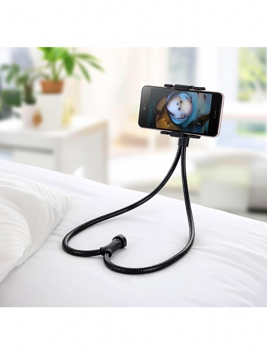 Arista Lazy Neck Phone Holder Neck Hanging Mobile Cell Phone Stand 360 Rotating Flexible Long Arms Stand Clip Holder Compatibl with 4-7 Inches Smatphones - Black-image-9