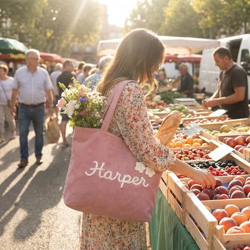 Bolso Tote personalizado de pana para mujer miniatura 3