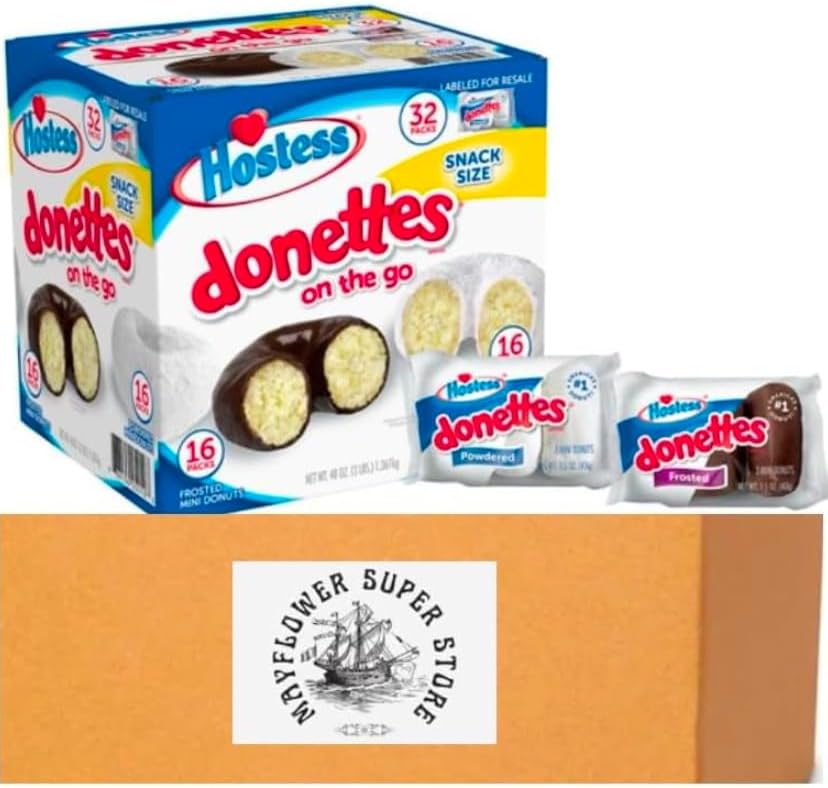 Hostess Mini Powdered & Frosted Chocolate Donettes 32 pk.