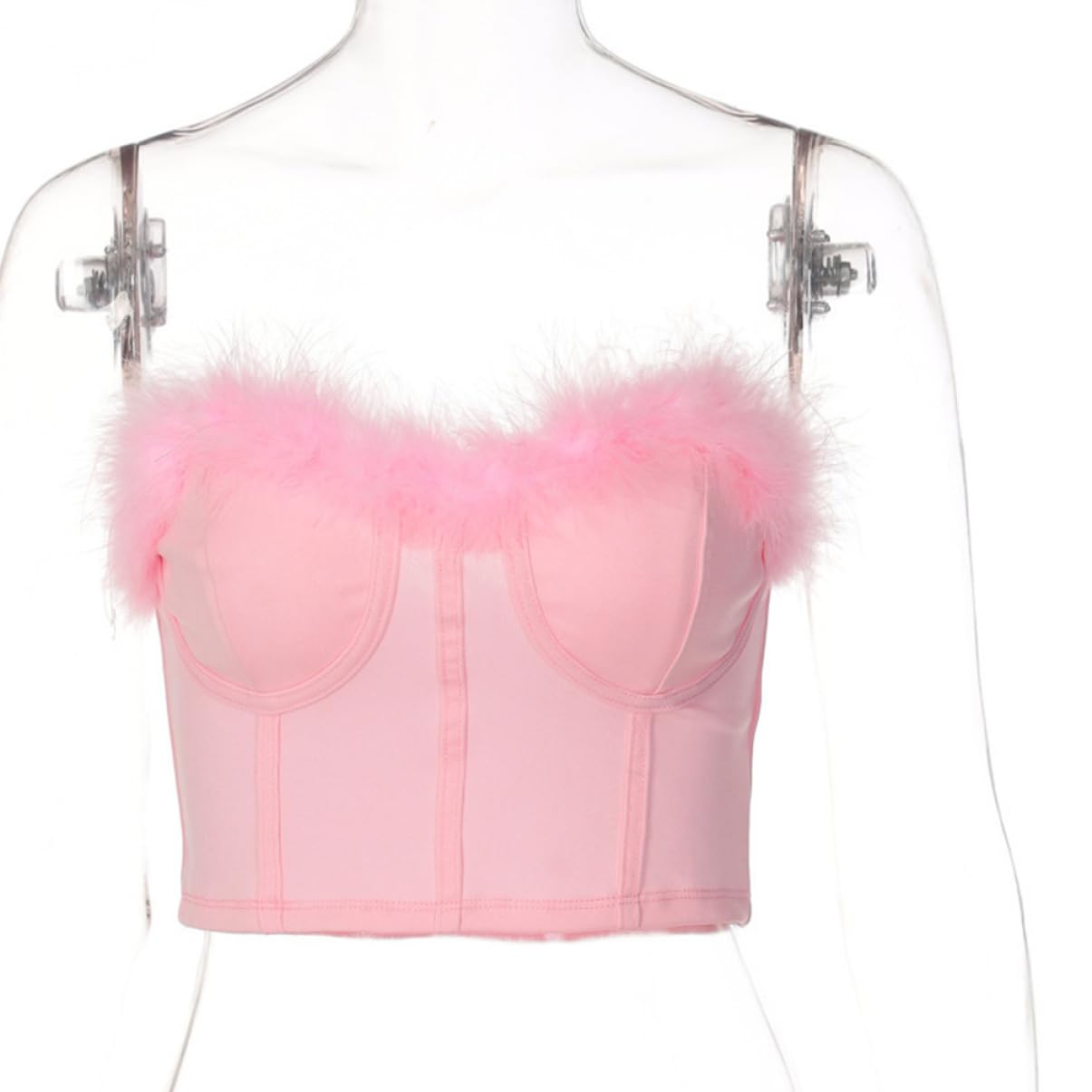 GALPADA 3 Piezas De Piel Interior Del Pecho Tiras Tanque Fuzzy Crop Tube Top Bandeau Chaleco Tanque Bustier Backless Crop Tube Mujer Túnica Top Rosa Fuzzy Top Mujer Spandex Camisa Corsé