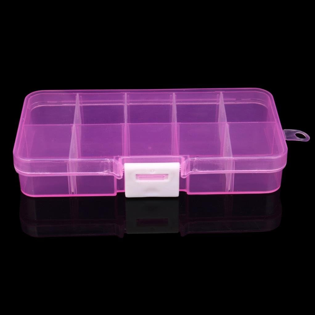 Compia Plastic 10 Slots Adjustable Jewelry Storage Box Case