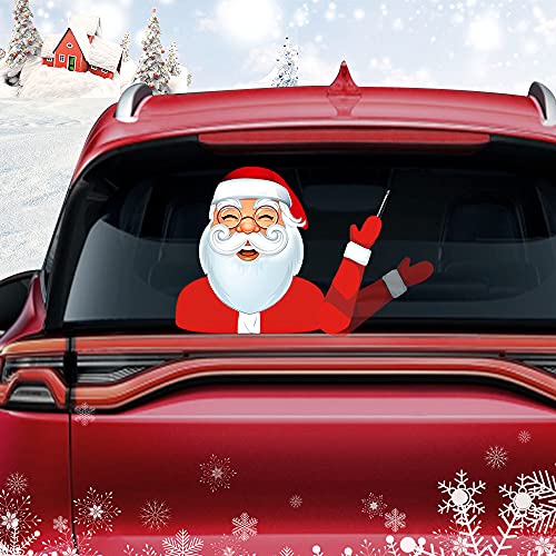 wipersigns 3D Funny Christmas Santa Claus Waving Wiper Stickers Cover