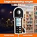 Digital Light Meter, Handheld Lux/Foot Candle Meter Range up to 400,000 Lux, 270º Rotated Sensor, Data Retention, Temp (℃/℉) with Data Logging for Plants LED Lights, Aquarium, Schools, Offices