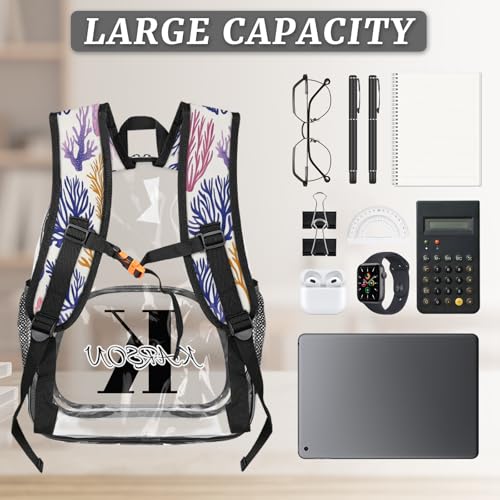 Personalized Coral Beach Large Clear Backpack Stadium Approved Heavy Duty PVC Plastic Custom Ocean Coastal Transparent Backpacks See Through Bag with Name3