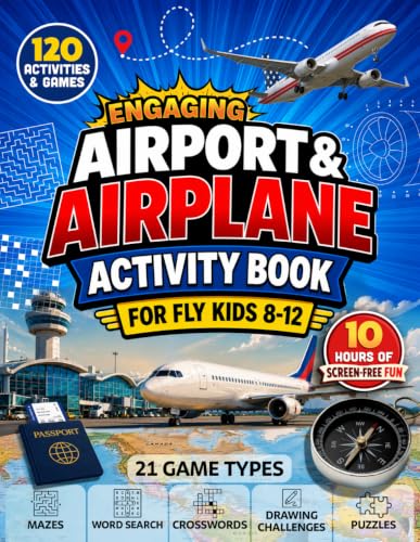 Engaging Airport & Airplane Activity Book for Fly Kids 8-12: 10 Hours of Screen-Free Travel Fun with Puzzles, Mazes, Word Searches, Crosswords, Drawing Challenges, and Games image 2