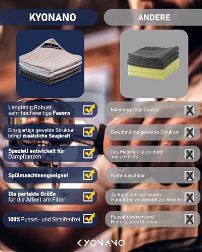 KYONANO Barista Zubehör, Barista Tuch Set 4 Stück, 30x30 cm Reinigungstuch zum reinigen Ihres Kaffee Equipments, extrem saugstarke, Barista Lappen für Dampflanze und Siebträgermaschine