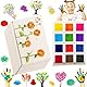 Ronoza Fingerfarben Kinder Ungiftig ab 1 Jahr, 12 Farben Fingermalfarben für Kinder Ungiftig mit Malbuch, Sicherer Fingermalfarbe, Fingerfarbe Baby, 30 Seiten Fingerstempel Set Fingerfarben