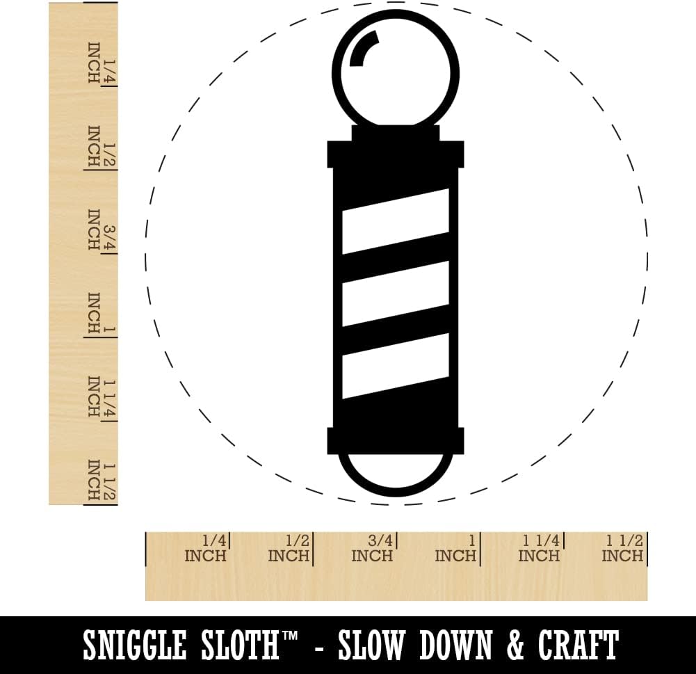 Barber Pole Icon Self-Inking Rubber Stamp Ink Stamper for Stamping Crafting Planners - 1-1/2 Inch Large - Black Ink