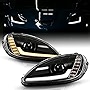 ACANII - For 2005-2013 Chevy Corvette C6 Black Switchback Sequential Signal Built-In LED Projector Headlights Left+Right