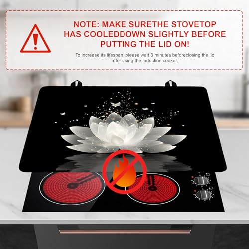 Image of Stove Top Cover for Home Decoration Kitchen Pad Washable Cooktop Covers Countertop Stove Protector Mat for Home Kitchen Cooktops (white flowers, 28 inchx20 inch)