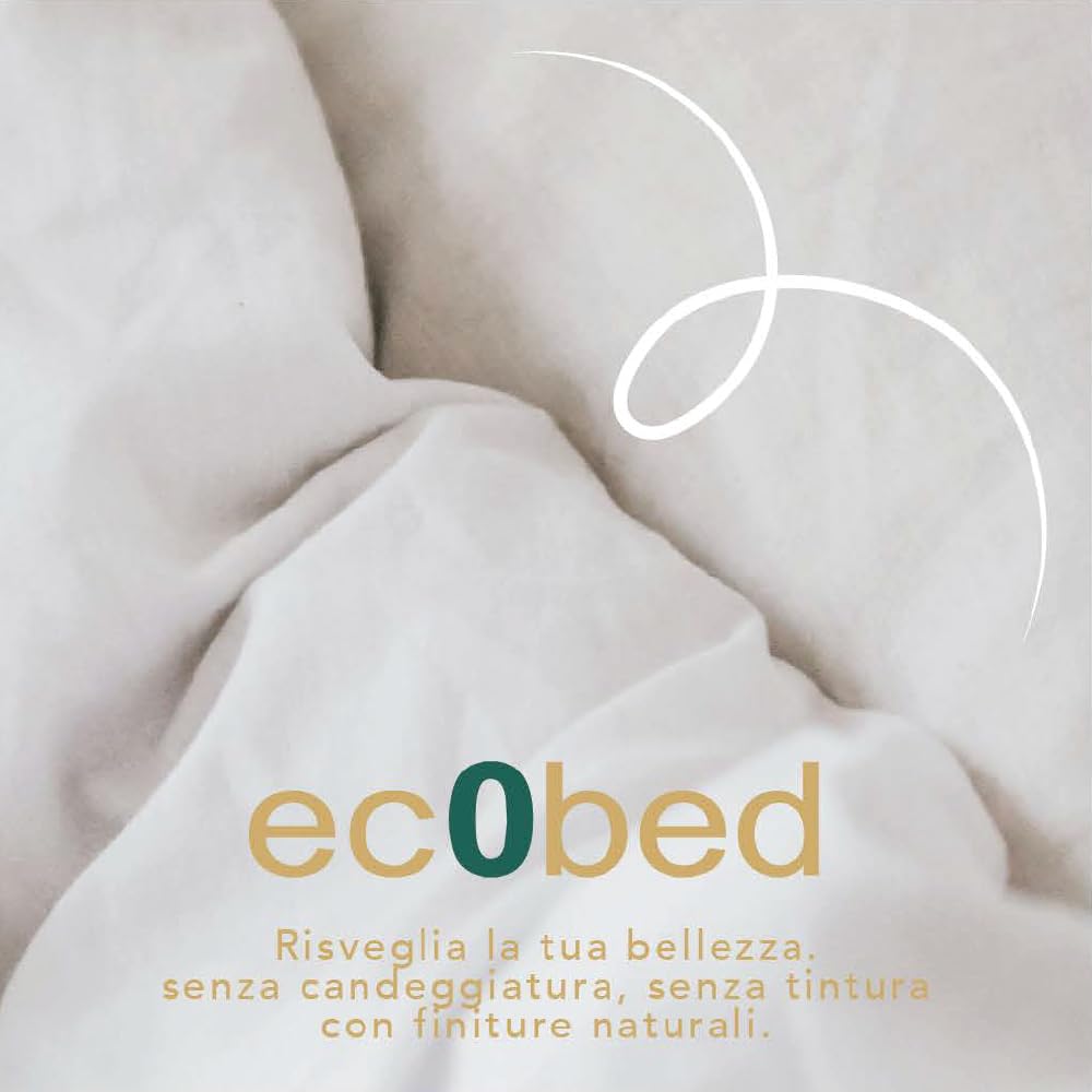 zer0bed, Set Lenzuola Matrimoniali Tinta Unita, 100% Cotone Solo Sbozzima, Senza Candeggiatura, Senza Tintura, Completo Letto,Made In Italy, Ec0bed, Fresco, Traspirante, Matrimoniale