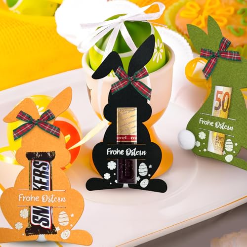 LIZANQU 8 Stück Ostern Geldgeschenke, Osterhasen Filzdekorationen, Geldgeschenk Verpackung für Ostern Hasen aus Filz Geschenk Lustige Osterdekoration zum Verschenken für Geld (AA)