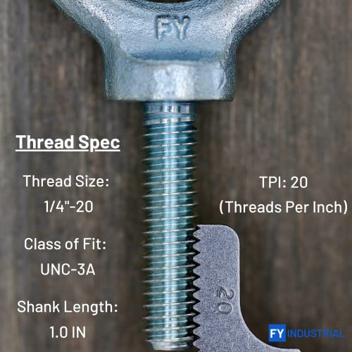 Image of 3 Pcs Lifting Shoulder Eye Bolts 1 /4 inch-20 X 1 |Blue Bright Zinc Plated