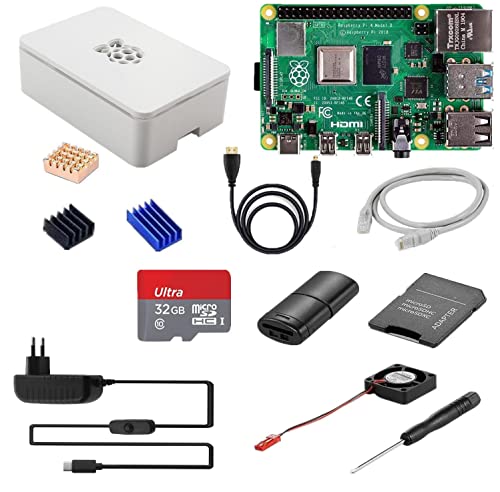 Raspberry Pi 4 4Gb SANOOV Raspberry Pi 4 Modelo B Kit básico de Inicio(4GB RAM+32GB MicroSD)con Cable alimentación Tipo C con...