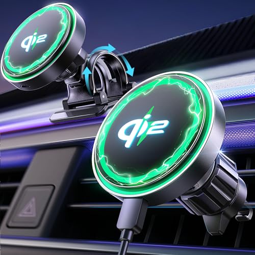 LISEN for Qi2 Car Charger [Pro with Higher Charge Speed],Super Fast Magnetic Car Phone Holder, Qi2 MagSafe Charger Mount for iPhone 17 Pro Max Plus Air 16 15 14 13, Samsung S25/24 with MagSafe Case
