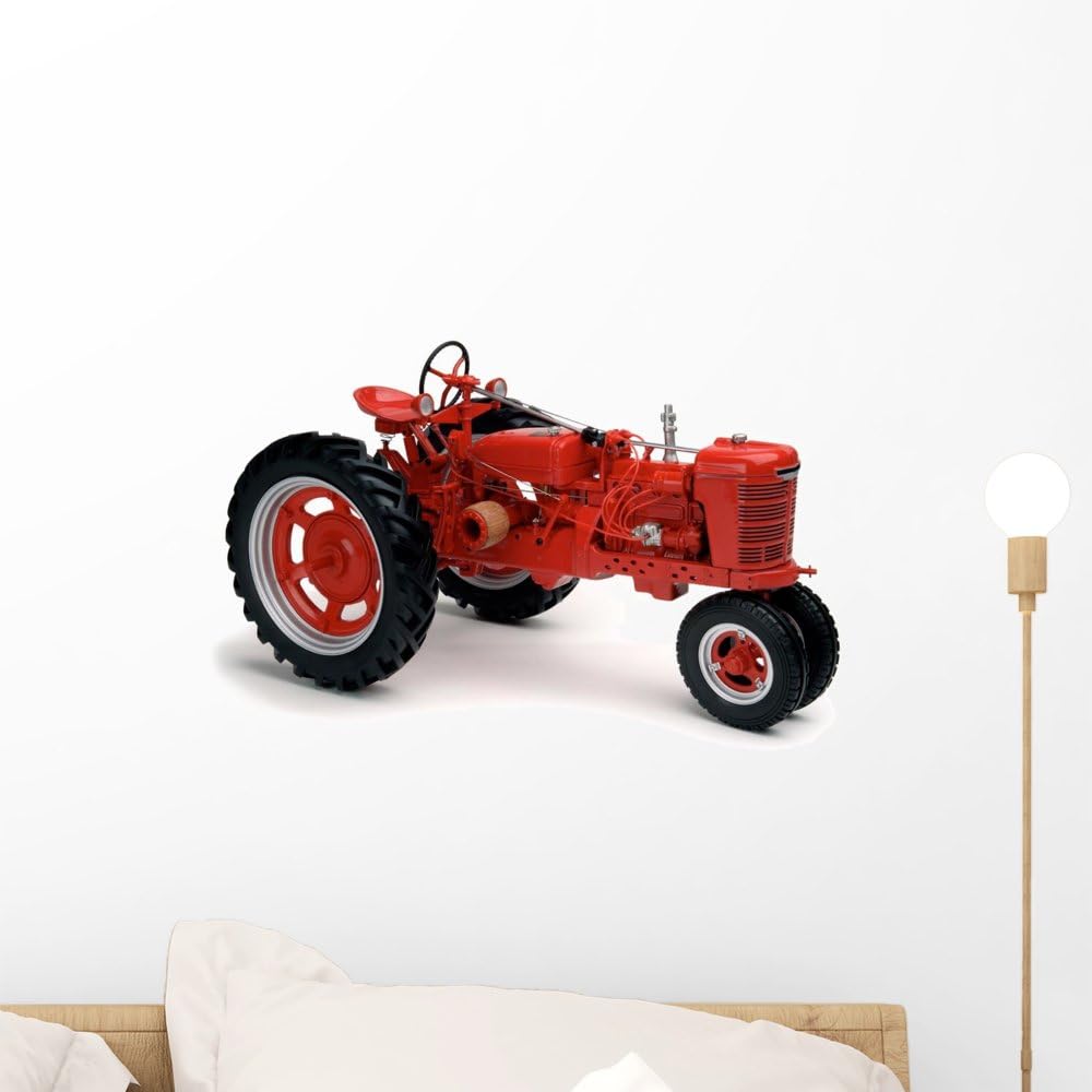 Wallmonkeys GEN-11366-36 WM240672 Red Tractor on White Peel and Stick Wall Decals, 36" W x 24" H-Large
