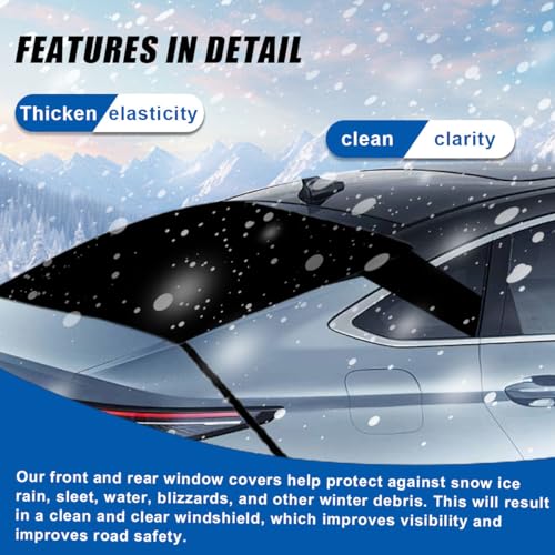 Image of Car Rear Windshield Snow Cover, 57x35 Inch Anti Ice Frost Rear Windshield Protector, Windproof Oxford Back Window Cover, Winter Car Accessories for Cars, Trucks, SUVs, Lorries