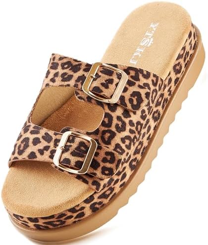 Platform Sandals Women Footwear Open Toe Slide Leather Beach Summer Wedges with Non-Slip Lightweight Wedge Sandals for Women