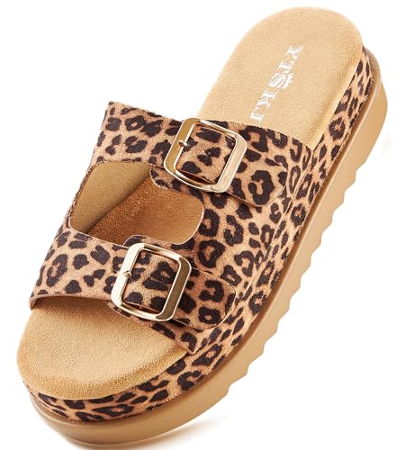 Platform Sandals Women Footwear Open Toe Slide Leather Beach Summer Wedges with Non-Slip Lightweight Wedge Sandals for Women