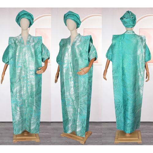 Image of HD African Print Dress for Woman Embroidery Pattern Maxi Dress