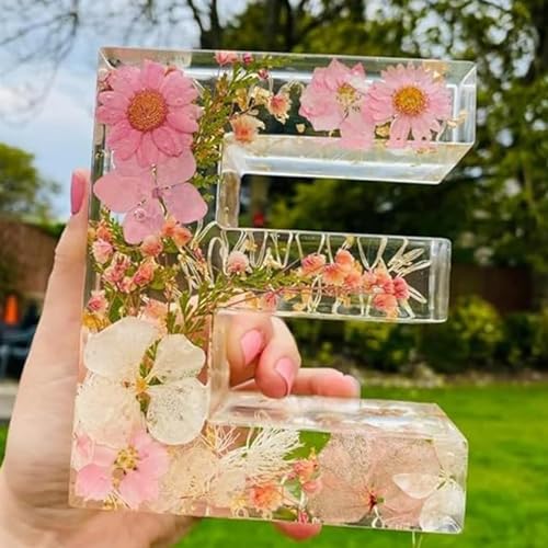 Floral Resin Night Light, Pressed Flower Resin Letters with LED Light, Birthday Gift for Her, DIY Handmade Custom Letter Lamps for Mother's Day Gifts, Mother's Day Gifts, Gift for Mother, Wife (C)