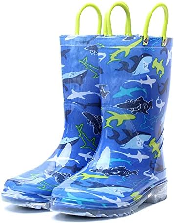 Amazon Co Jp キッズ レインブーツ レイン子供用 長靴 光る靴 ハンドル レインブーツ キッズ ジュニア 男の子 女の子 雨靴 おしゃれ レインシューズ 滑り止め レインブーツ 長靴 防水 軽量 梅雨対策 シューズ バッグ