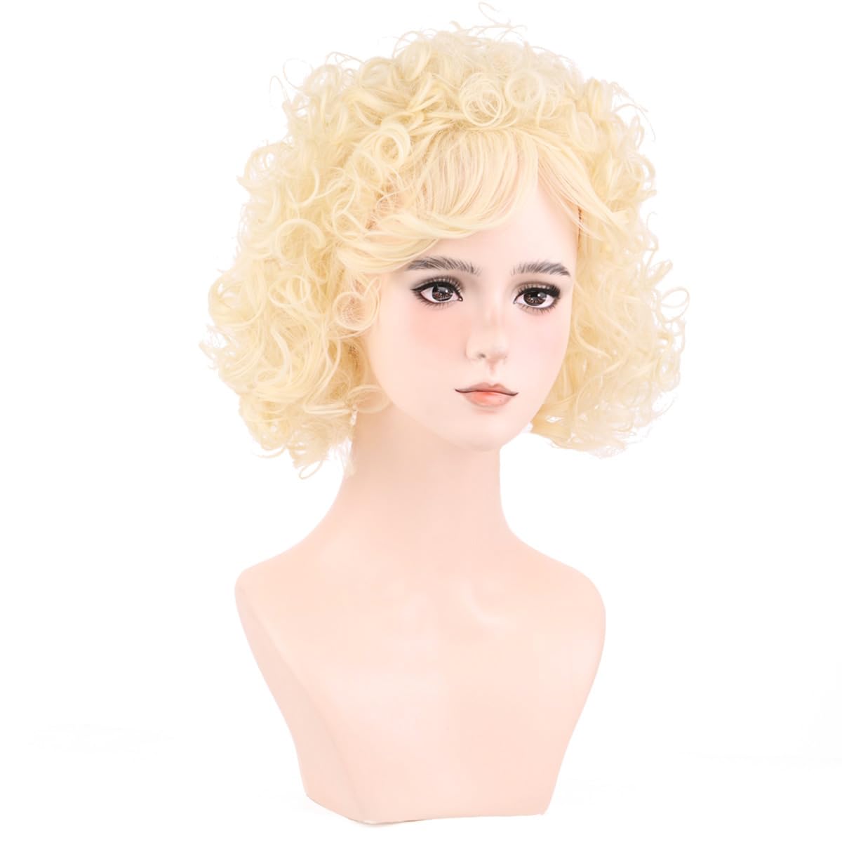 MAGQOO Singer Wig Long Curly Wavy Blonde Wig 70s 80s Pop Star Rock Halloween Cosplay Costume Party Wig