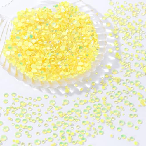 Image of F Yellow Flatback Rhinestones, Glass Rhinestones for Nail Art and Craft, Glue Fix, Loose Crystal Gemstones(F Yellow, SS8, 1440pcs, 2.3-2.5mm)