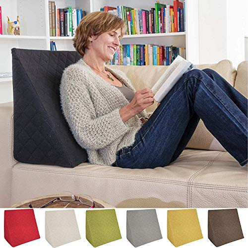 La Almohada Tipo Cuña increíble - para Su Sala De Estar o Su Recamara, Almohada para Leer con Un Sentado Relajado Diseño De Moda (Negro)
