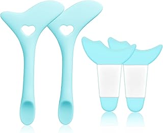 4pcs Eyeliner Stencils, Multifunction Silicone Eyeliner Helper Tool Reusable Eyeliner Aid Tool Mascara Shield Applicator for Eyeliner Eyelashes Eyeshadow Lipstick (Green)