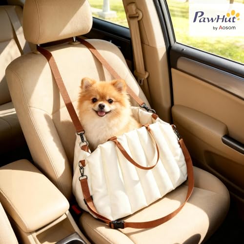 PawHut Hundetasche Hundetragetasche mit Sicherheitsgurt, rutschfestem Boden, Kissen, Hunde Autositz für Rückbank und Vordersitz, Abnehmbarer waschbarer Hundesitz für Kleine Hunde und Katzen Haustiere