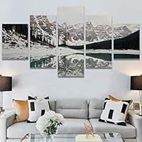 SIGNWIN 5 Panel Canvas Wall Art Winter Lake for Home Decorations Ready to Hang - 60