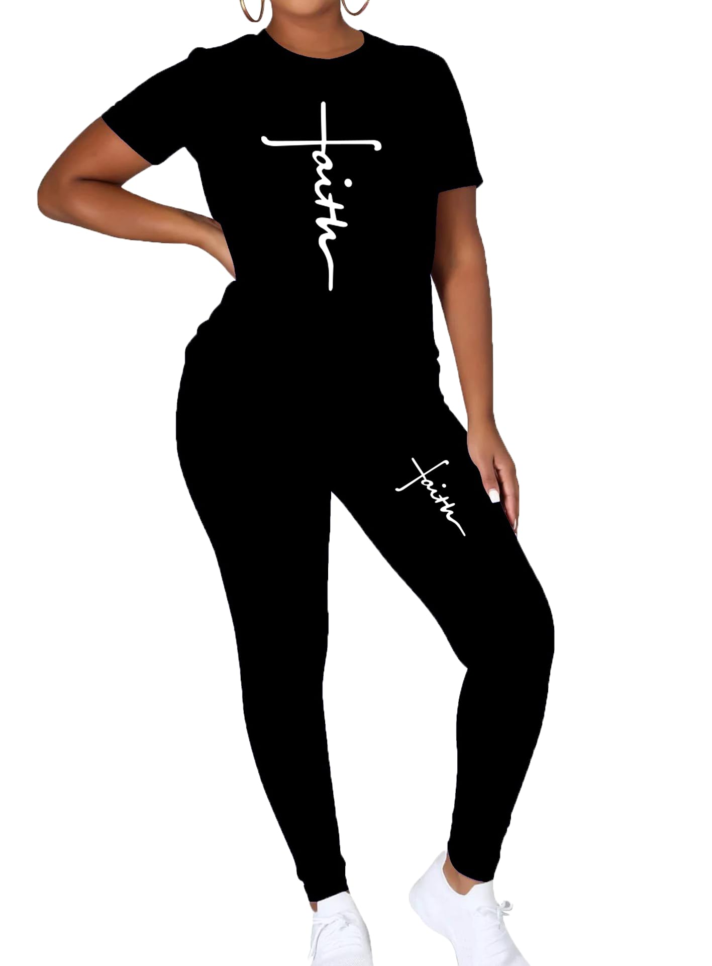 TOPONSKY Women Two Piece Workout Outfits Sports Long-Pants & Short-Top Sets