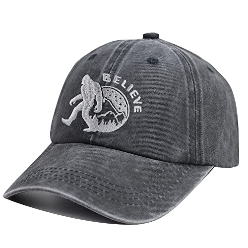 Image of HHNLB Bigfoot Hat, Embroidered Adjustable Wash Retro Cotton Denim Big Foot Sasquatch Baseball Cap