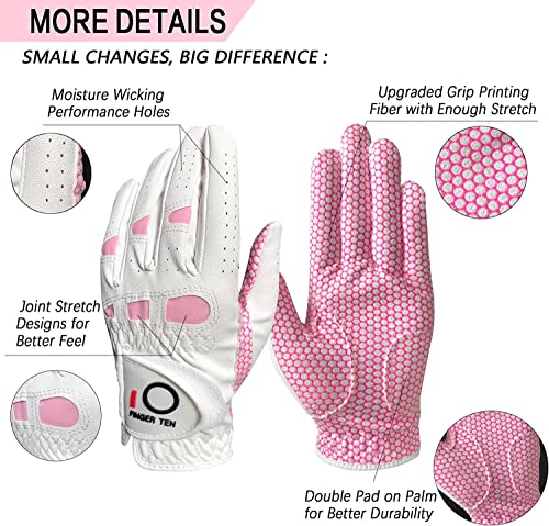 AXKAL Lady Golf Gloves Right Hand Women All Weather Weathersof Grip Fashion Printing Color Value 3 Pack - Image 2