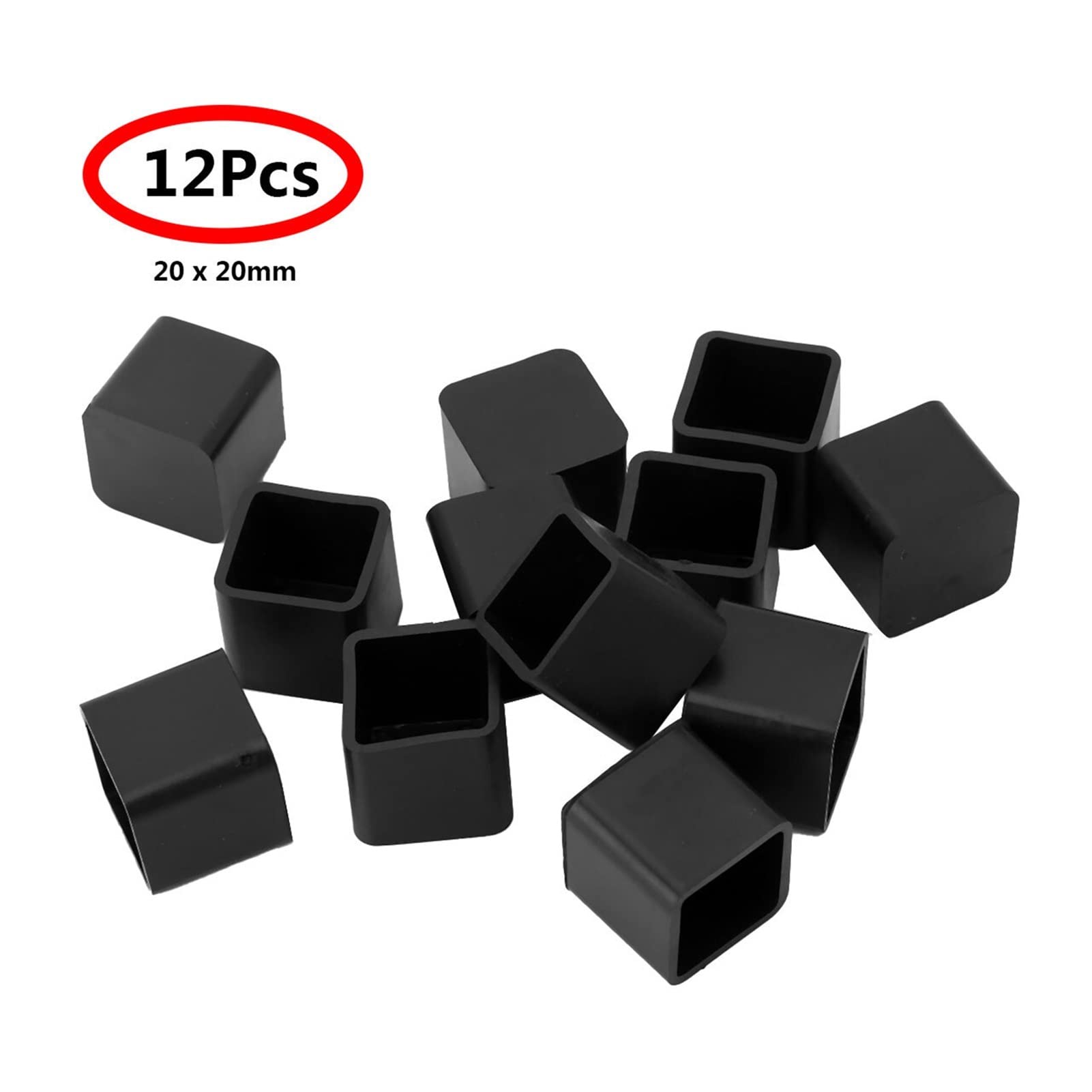 Tapas protectoras para patas de muebles de forma cuadrada -12 piezas de PVC antideslizantes de goma cubiertas de patas de silla de mesa protectores de suelo (número de piezas: 12 unidades