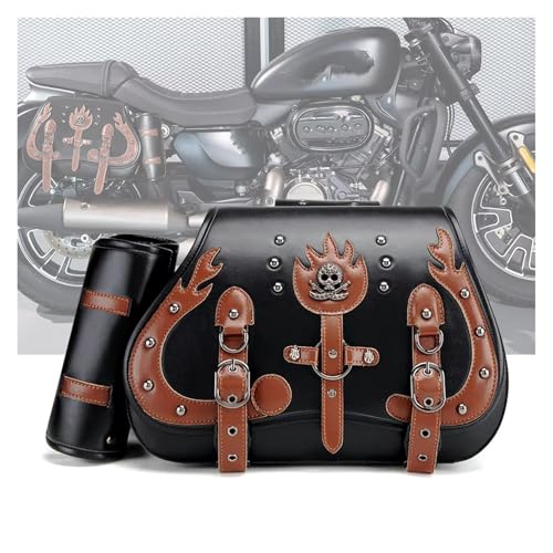 Sacoche arrière moto en cuir PU haut de gamme au design rétro pour selle universelle
