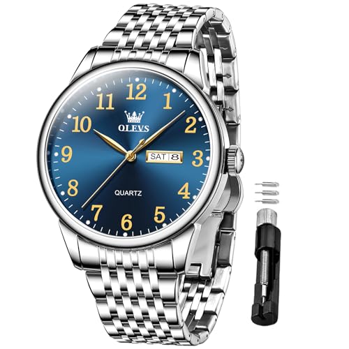 Montre étanche hommes grand cadran bleu montre de luxe OLEVS