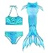 Hifunbay Ragazze Coda da Sirena per Nuotare Bambina Costume da Bagno Incluso 3PCS Bikini (DH06,140)