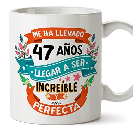 MUGFFINS Tazas 47 Cumpleaños - En Español - Me ha llevado 47 años llegar a ser increíble - 11 oz - Regalo original y divertido