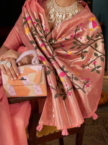 Image of MADHUHANSH Women's Cotton Linen Saree with Unstitched Blouse Piece and Floral Printed Pattern | Women Saree for Special Occasion | Stylish Modern Sarees