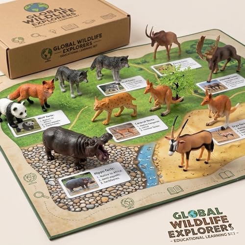 Image of BIG SIZE 12PCs Wildlife Jungle Animals Toys for Kids 3+| Realistic Forest Animal Action Figures Zoo Janwar Toy Set for Boys & Girls School Project Toys Birthday Children Decor | Education Item