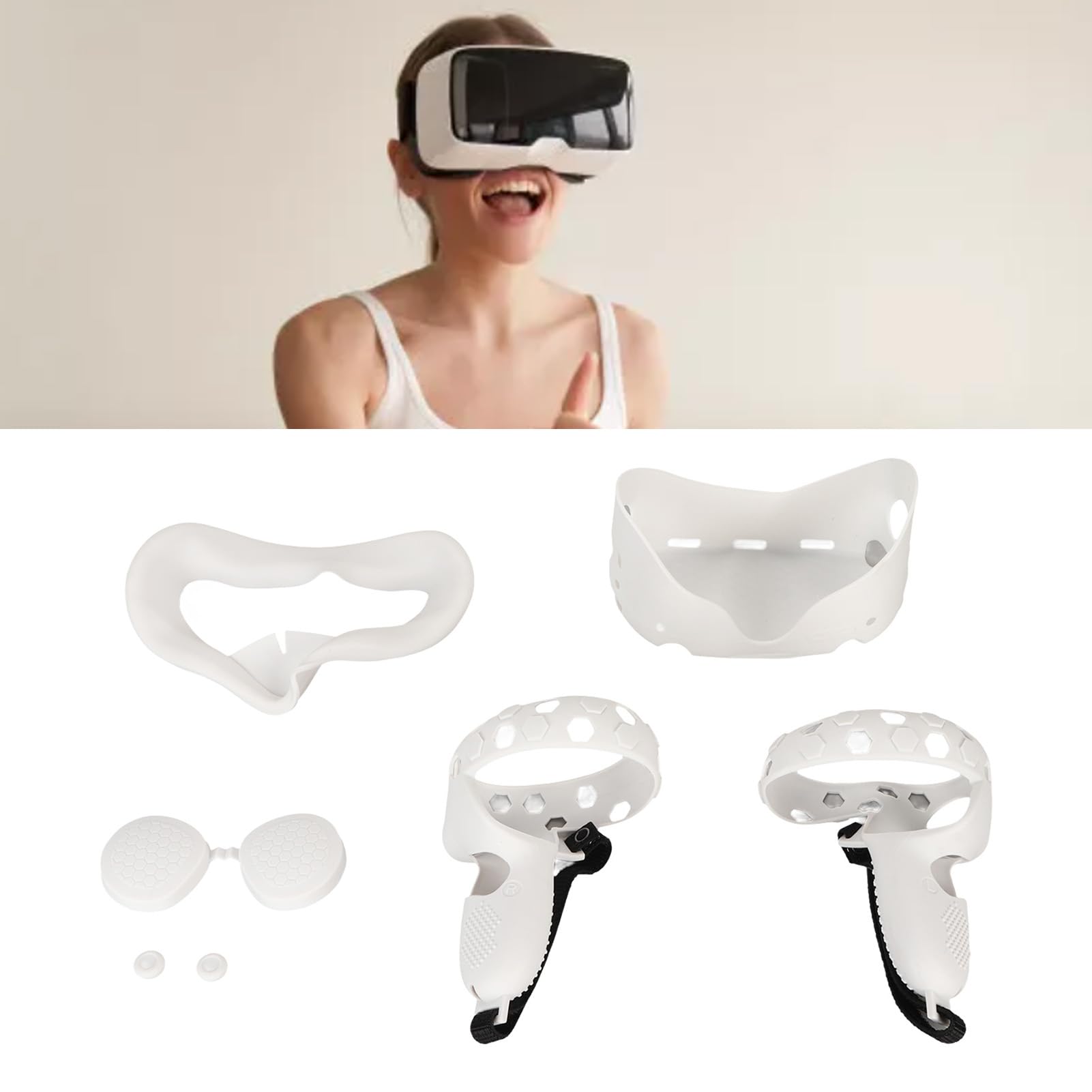Acouto Set di Cover in Silicone da 5 Pollici per 2 Include Cover per Controller VR Shell Shakes Stick Bianco è Progettato per Proteggere il Set di in Silicone da 5 Pollici per 2 di in (WHITE)