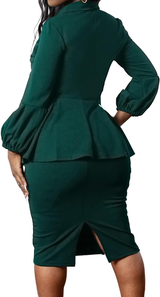 Yiershu Elegant Vintage Dress for Women Sexy v Neck 3/4 Sleeve Dress Business Wear to Work Sheath Suiting Dresses - Image 2