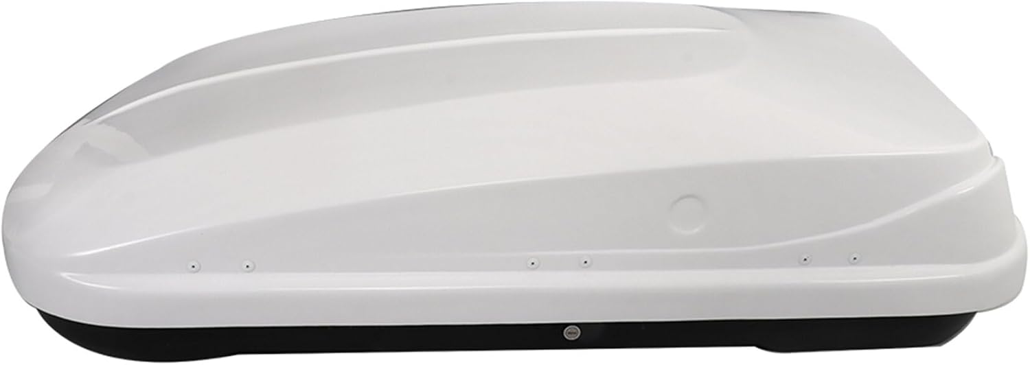 WFLNHB White Large 14 Cubic Feet Rooftop Cargo Box ABS 2 Locks Car Top Mount Travel Luggage Storage Dual Side Opening