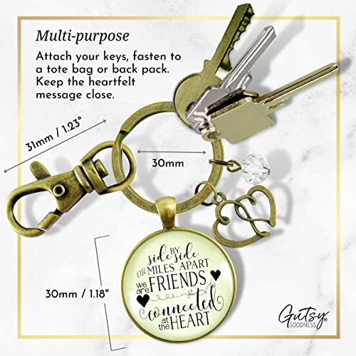 Gutsy Goodness PRKEYW005459 Friendship Keychain Side By Side Long Distance Boho Style Bronze Jewelry For Women Key Ring - Handmade Glass Friends Pendant thumb #3