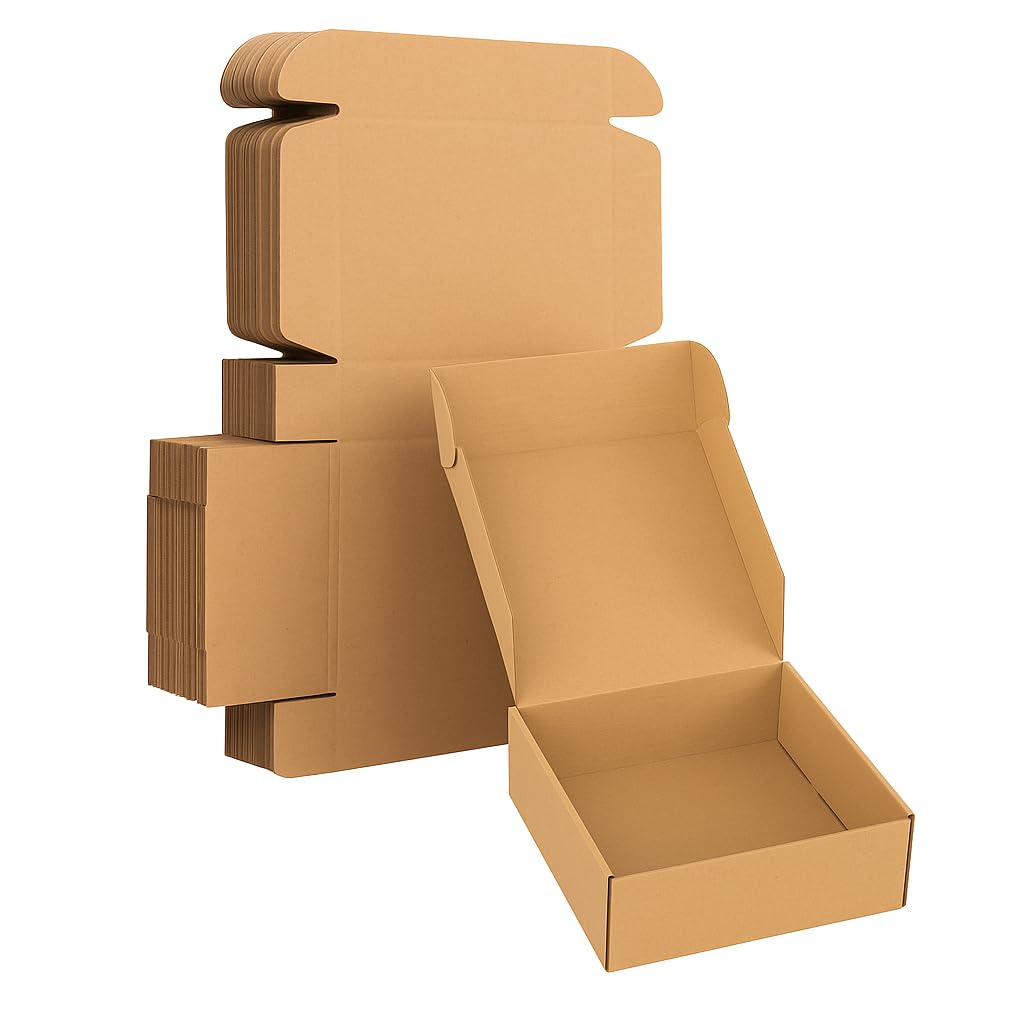 BonKaso 3 Ply Brown Flap Corrugated Boxes for Packaging | 4"x4"x1.5" (Pack of 25) | Cardboard Packing Box for Shipping,Cou...