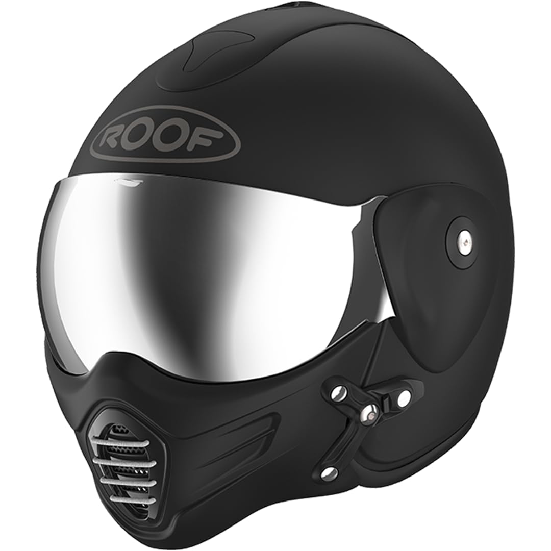 Casque Moto Jet Haut De Gamme ROOF Roadster en Fibre De Verre avec Mentonnière Amovible Magnétique Écran Iridium Inclus– Couleur Iron Noir Mat/Argent - Offre Directe Usine - Garantie 4 Ans