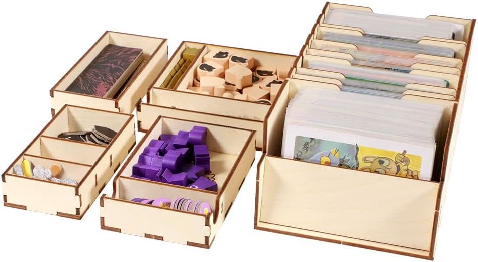 The Broken Token Game Organizer - Root Compatible Expansion Organizer, Wooden Storage Box for Tabletop Games